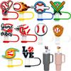10PCS Baseball Straw Cover Cap for Stanley Cup, Cute Silicone Straw Topper for Stanley 30&40 Oz Tumbler, 10mm 0.4in Dust-Proof Reusable Tips Lids view 1