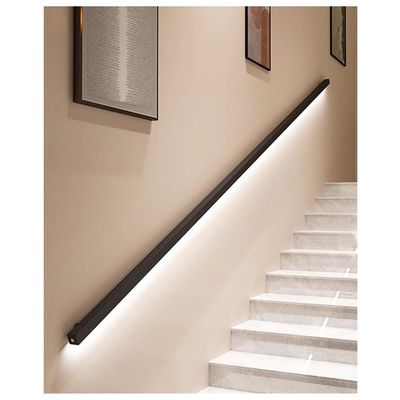 Sxlawesom LED Staircase Handrail Lighted Handle with Sensor Stainless Steels Handrail Bar Foot Rail Kit for Indoor Stairs Wall Mount Support (Color : Black, Size : 59"/1.5m)