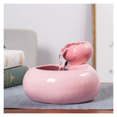 CABRIOLET Office Fountain Ceramic Tabletop Fountain Indoor Tabletop Fountain for Indoor and Outdoor Home Decor Tabletop Office, L 7.6" x W 7.6" x H 5.9" Water Fountain Decor (Color : B)