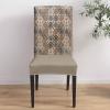 Abstract Flower Dining Chair Cover Set of 8,Stretch Chair Protectors Slipcover,Spandex Kitchen Chair Seat Back Cushion Slip Cover for Dining Room,Party,Ceremony Oriental Bohemia Brown Geometric Leaves view 4