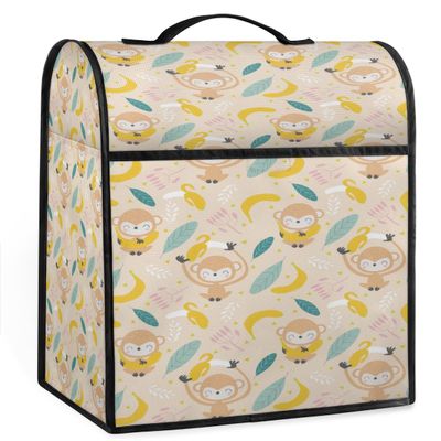 Cute Monkey Banana Stand Mixer Cover Compatible with 6-8 Quarts Cute Kitchen Aid Mixer Dust Proof Kitchen Mixer Cover with Top Handle and Pockets