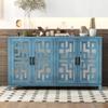 Tzou 60" Sideboard Buffet Cabinet, Farmhouse Storage Cabinet with 4 Doors and Adjustable Shelf, China Cabinet with Metal Pulls for Dining Room, Living Room and Hallway Navy One Size view 2