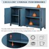 Tzou 60" Sideboard Buffet Cabinet, Farmhouse Storage Cabinet with 4 Doors and Adjustable Shelf, China Cabinet with Metal Pulls for Dining Room, Living Room and Hallway Navy One Size view 4