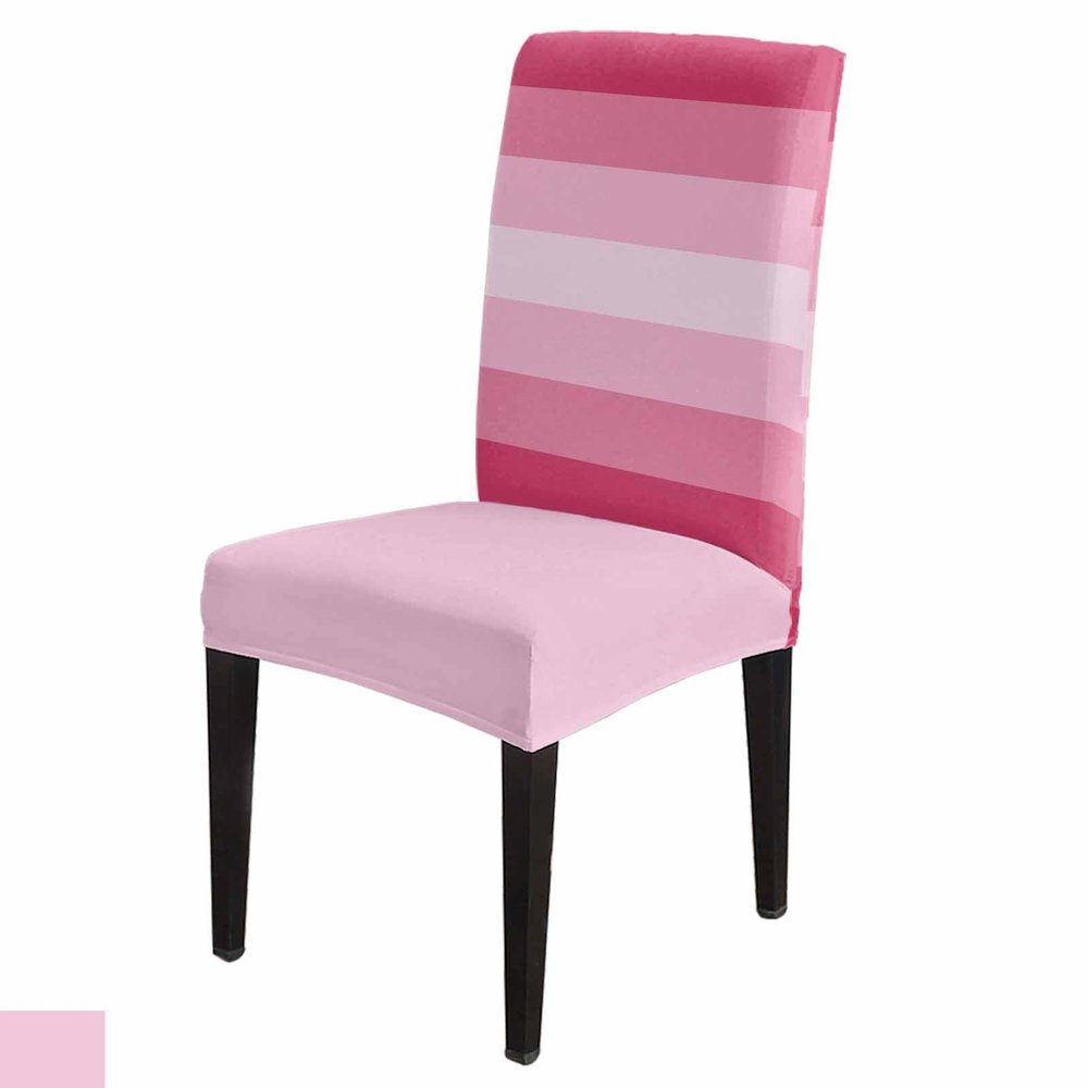 Gradual Pink Stripes Dining Chair Cover Set of 4,Stretch Chair Protectors Slipcover,Spandex Kitchen Chair Seat Back Cushion Slip Cover for Dining Room,Party,Ceremony Pastoral Contemporary Geometric
