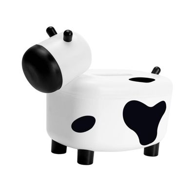 LABRIMP 1pc Cattle Shape Tissue Box Toothpick Holder Creative Dual-use Storage Container for Home Office Restaurant Easy Towel Replacement Non- Base Stylish Decor White Black