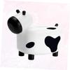 LABRIMP 1pc Cattle Shape Tissue Box Toothpick Holder Creative Dual-use Storage Container for Home Office Restaurant Easy Towel Replacement Non- Base Stylish Decor White Black view 2
