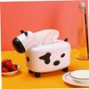 LABRIMP 1pc Cattle Shape Tissue Box Toothpick Holder Creative Dual-use Storage Container for Home Office Restaurant Easy Towel Replacement Non- Base Stylish Decor White Black view 3