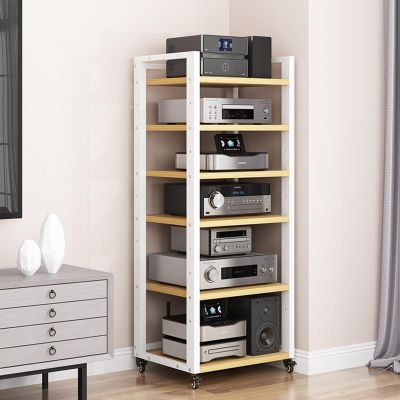 5/6/7-Tier AV Media Stand Audio Rack CD Player Stand Entertainment Stereo Components Storage Cabinet with Height Adjustable Wooden Shelf for Home/Office/Theater, 60x40x140cm ( Color : C , Size : 6 Tie