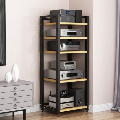 5/6/7-Tier AV Media Stand Audio Rack CD Player Stand Entertainment Stereo Components Storage Cabinet with Height Adjustable Wooden Shelf for Home/Office/Theater, 60x40x140cm ( Color : B , Size : 5 Tie