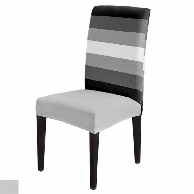 Black White Stripe Dining Chair Cover Set of 4,Stretch Chair Protectors Slipcover,Spandex Kitchen Chair Seat Back Cushion Slip Cover for Dining Room,Party,Hotel,Ceremony Vintage Modern Minimalist Grey