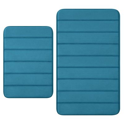 Buganda Meomry Foam Bathroom Rugs 2 Pieces, Bath Mat Size 24 x 16 and 35.4 x 24 in Peacock Blue, 2 Item Bundle