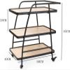 KOELAP Bar Cart, Serving Cart for The Home, Modern Design 3 Tiers Bar Cart Drinks Trolley Wood Metal Storage Trolley Lockable Wheels Easy to Put - 85 X 60 X 40cm (Color : B) view 2