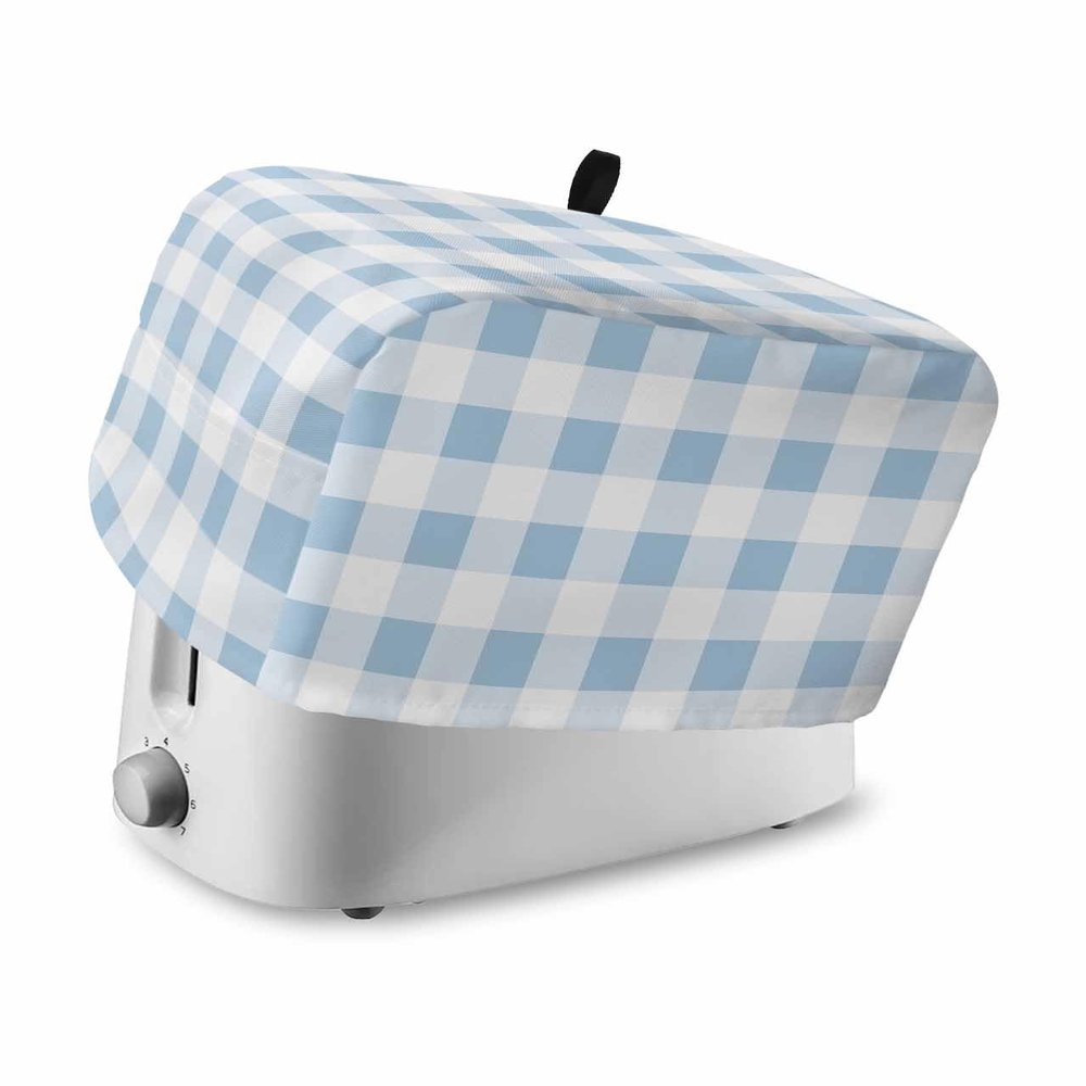 Buffalo Plaid Blue 4 Slice Toaster Cover Small Appliance Cover Toaster Dustproof Fingerprint Protectors Machine Washable, Country French Simple White Lattice