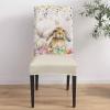 Easter Bunny Dining Chair Cover Set of 8,Stretch Chair Protectors Slipcover,Spandex Kitchen Chair Seat Back Cushion Slip Cover for Dining Room,Party,Ceremony Retro Flower Eucalyptus Leaves Easter Eggs view 4