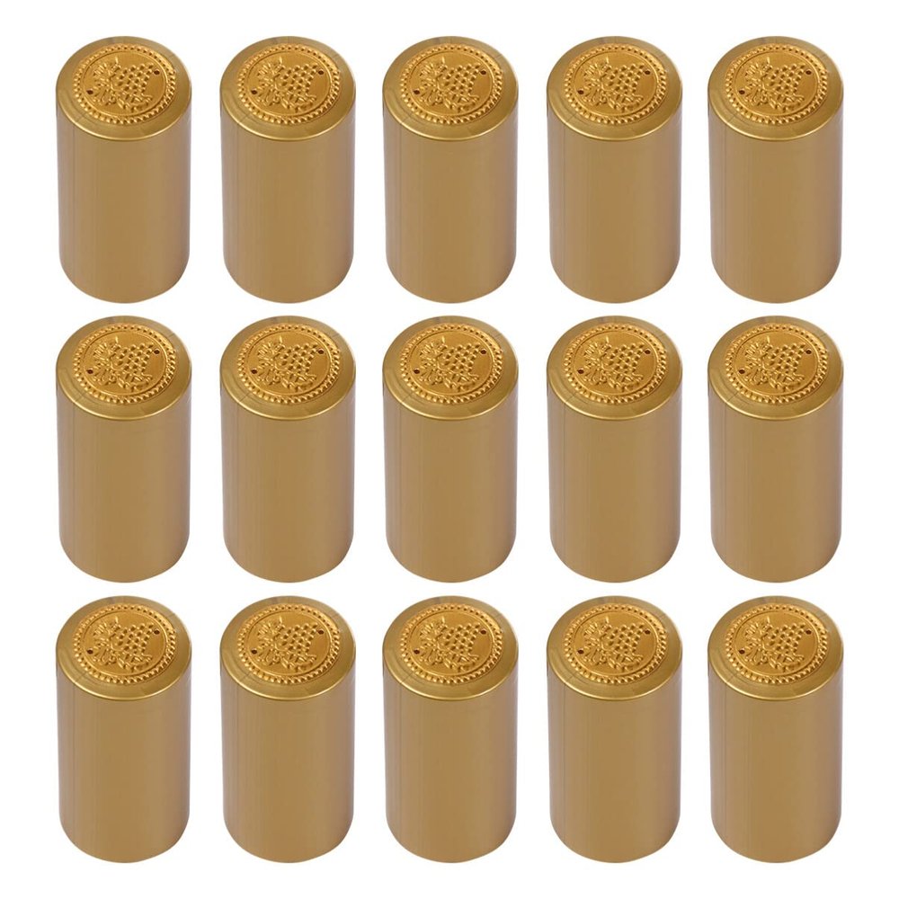 Ciieeo 100pcs Heat Shrink Wine Bottle Caps Gold Sealing Film for and Restaurant Use Easy Application Heat Blower for Wine Shops and Wineries