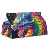 Colorful Dragon Tissue Box Cover, PU Leather Rectangular Tissue Box Case Organizer Holder Vanity Dresser Night Stand Table Countertop Home Office Car 7.7X4.7X4.3'' view 1