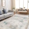 5x8 Area Rugs Living Room Rugs: Machine Washable Rugs for Bedroom with Non-Slip Backing Loop Pile Distressed Moroccan Carpet for Dining Room Nursery Home Office - Gray/Tan/Cyan view 3