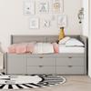 SOFTSEA Full Size Daybed with Drawers, Wood Daybed with L-Shape Headboard, Full Daybed Frame with Storage Drawers and Shelves for Bedroom, Living Room, Grey view 3
