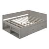 SOFTSEA Full Size Daybed with Drawers, Wood Daybed with L-Shape Headboard, Full Daybed Frame with Storage Drawers and Shelves for Bedroom, Living Room, Grey view 4