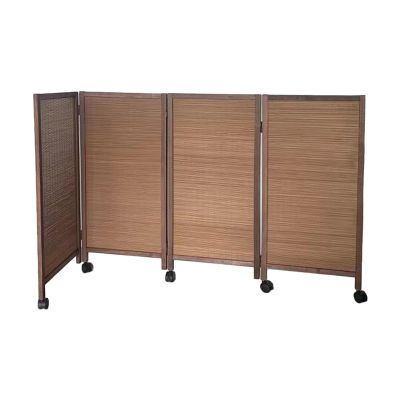 PFCDZDU Room Divider Panel, Freestanding Folding Privacy Screen with Movable Casters, Bedroom Home Dorm Office Portable Space Seperate Partition Wall (Color : Brown, Size : 15.7x31.5IN-3PCS)