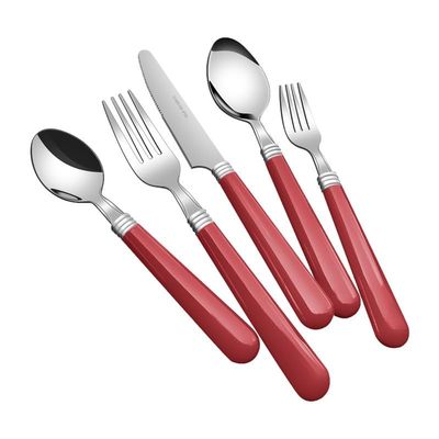 GOODJAYVEN Silverware Flatware Set, 5/20/30/40 Piece Stainless Steel Cutlery Steak Knife, Fork And Spoon Set Thickened Cutlery (Color : Red, Size : 4Set-20Pcs)