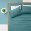 Devi Bedding 7 Pcs Sheet Set with Duvet Cover Set Vertical 3 Line Matching Embroidered Extra Deep Pocket Fit for 15 Inch Mattress- Queen Size 600 TC - Teal Solid view 3