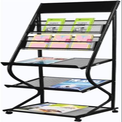 JacCos High Magazine Holder Metal, Floor Standing Display Stand - 61" Literature Newspaper Storage Rack, Detachable Exhibition Stand - Books Brochure Organizer (Color : White) (Black)