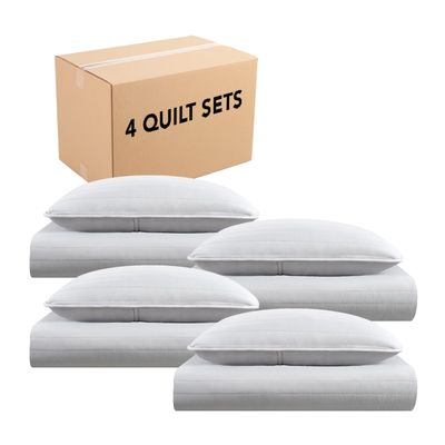 Arkwright Twin/TwinXL Quilt Set - Case of 4 - Soft Brushed Lightweight Microfiber Bedspread Coverlet Bedding Sets for All Seasons (1 Quilt, 1 Pillowcase Sham), 68x90 in, Light Grey