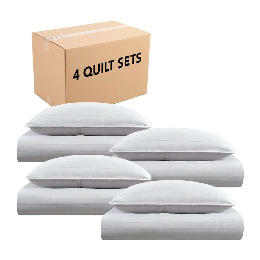 Arkwright Twin/TwinXL Quilt Set - Case of 4 - Soft Brushed Lightweight Microfiber Bedspread Coverlet Bedding Sets for All Seasons (1 Quilt, 1 Pillowcase Sham), 68x90 in, Light Grey