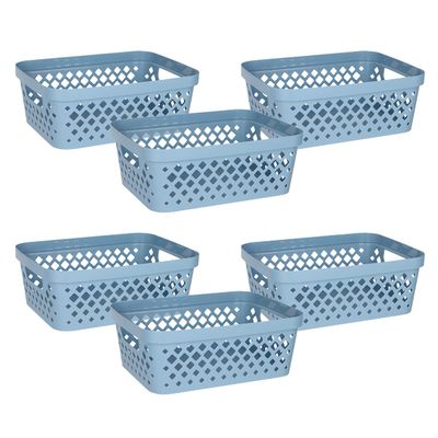 Glad Plastic Storage Basket Set, Value Pack of 6 | Open Storage Bins for Shelves, Bathroom, Pantry, Closet | Nesting Organizer Boxes with Handles, 2 Gallon, Marina Blue