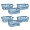 Glad Plastic Storage Basket Set, Value Pack of 6 | Open Storage Bins for Shelves, Bathroom, Pantry, Closet | Nesting Organizer Boxes with Handles, 2 Gallon, Marina Blue view 1