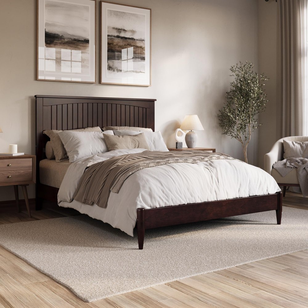 AFI Naples Queen Solid Wood Low Profile Platform Bed in Espresso