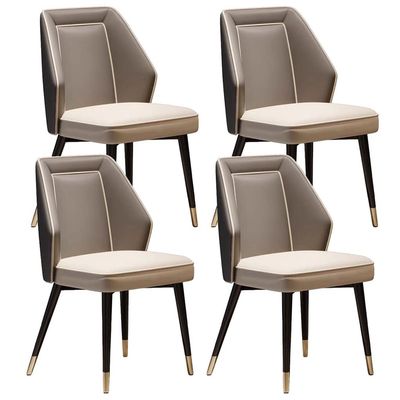 AYARNA Dining Chairs Set of 4 West Leather Upholstered Accent Chairs Carbon Steel Metal Chairs Kitchen Living Room Side Chairs (Color : Grigio), AYARNA-001