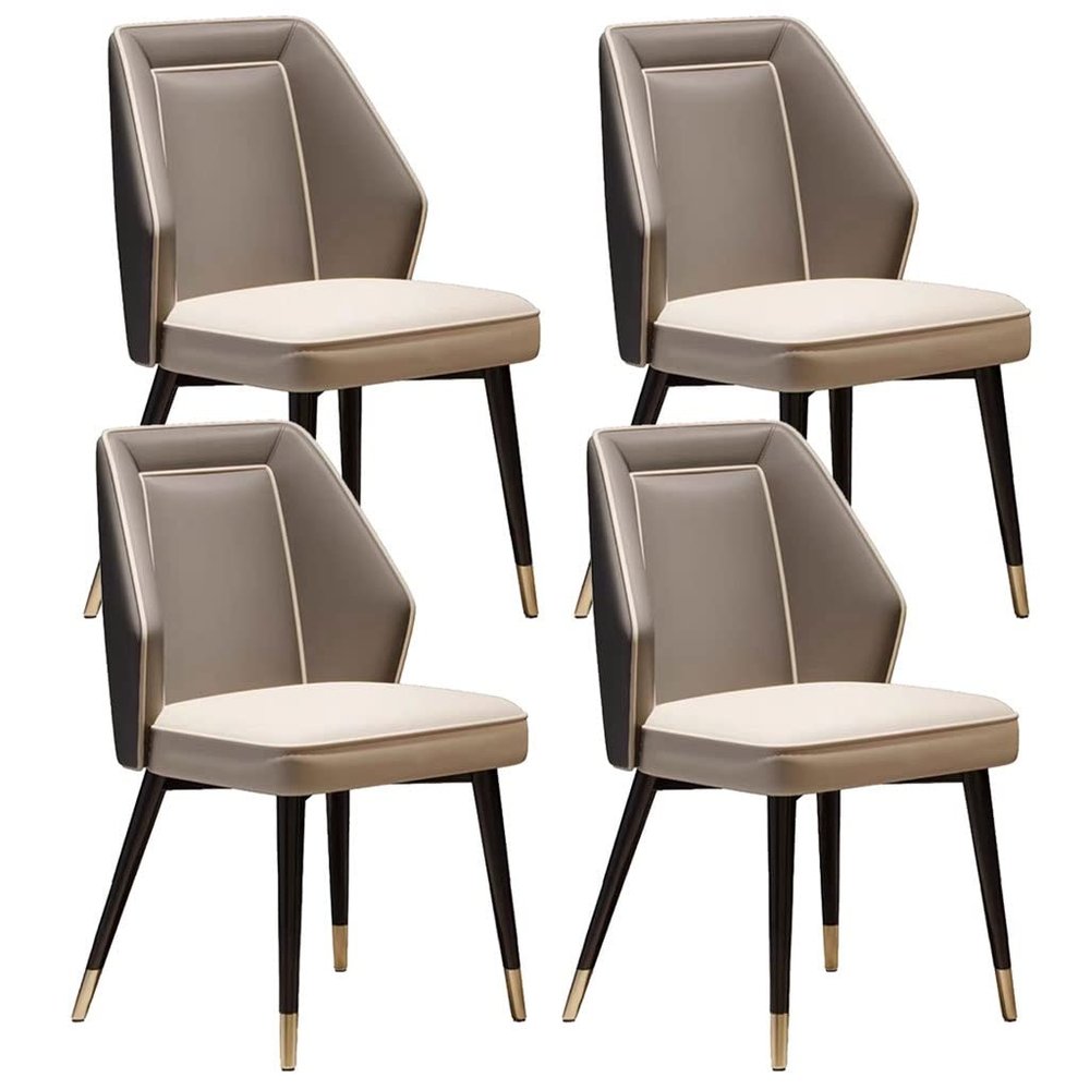 AYARNA Dining Chairs Set of 4 West Leather Upholstered Accent Chairs Carbon Steel Metal Chairs Kitchen Living Room Side Chairs (Color : Grigio), AYARNA-001