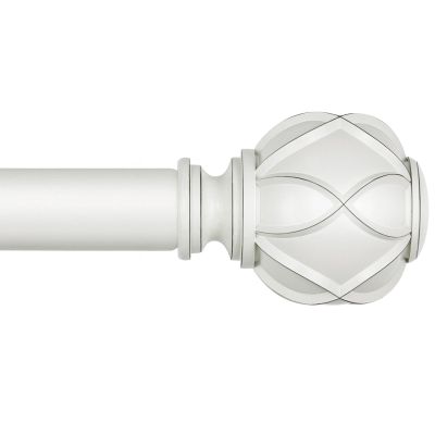 KAMANINA 1 Inch Extra Long Curtain Rod 140 to 195 Inches White Heavy Duty Curtain Rods for Windows 120 to 170 Inch, Adjustable Drapery Rods with Netted Texture Finials