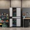 Anxxsu Metal Garage Storage Cabinet, 71" Lockable Storage Cabinet with 2 Adjustable Shelves and 1 Drawer for Garage, Utility Room, Warehouse (Black Grey) view 2