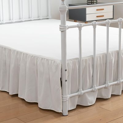 xuan dian Bed Skirt King Size Ruffled Bed Skirts with Split Corners,14 Inch Drop Dust Ruffle Bed Skirt with Platform, Ivory