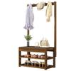 Coat Rack Shoe Organizer for Entryway, 3-in-1 Hall Tree With 4 Hooks and 2 Tier Storage Shelves,Multi-functional Coat Tree Shoe Rack for Hallway Mudroom Bedroom Office view 1