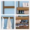 Coat Rack Shoe Organizer for Entryway, 3-in-1 Hall Tree With 4 Hooks and 2 Tier Storage Shelves,Multi-functional Coat Tree Shoe Rack for Hallway Mudroom Bedroom Office view 3