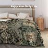Brebasf Vintage William Morris Florals Blanket Rustic Mid Century Boho Farm Daisy Green Leaves Throw Sofa Soft Warm Blanket-60W x80L view 4