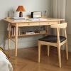 ALEEIK Mid-Century Walnut Desk, Writing Desk with Drawer & Storage Shelf Modern Home Office Desk Study Table Computer Workstation(100CM, Natural) view 1