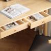 ALEEIK Mid-Century Walnut Desk, Writing Desk with Drawer & Storage Shelf Modern Home Office Desk Study Table Computer Workstation(100CM, Natural) view 3