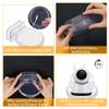 SUPERFINDINGS 3Pcs Mini Acrylic Floating Shelves Round Wall Mounted Hanging Shelves Clear Adhesive Wall Display Stand for Speaker Security Cameras 9cm view 4