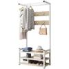 Entryway Coat Rack with Shoe Bench, 3 in 1 Hall Tree with 8 Hanging Hooks and Metal Mesh Panel, Industrial Accent Wood Look Shoe Rack with Steel Frame, Rustic Brown,80x37x170cm view 1