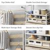 Entryway Coat Rack with Shoe Bench, 3 in 1 Hall Tree with 8 Hanging Hooks and Metal Mesh Panel, Industrial Accent Wood Look Shoe Rack with Steel Frame, Rustic Brown,80x37x170cm view 3