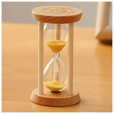 UNbit Sandglass Timer,Hourglass Sand Timers, Hourglass Sand Timer Wood/Glass Sand Timer Egg Hourglass,3/5/10/15/20/30 Minutes for Kids,Classroom,Kitchen,Games,Brushing Timer (Color : Yellow, Size : 5