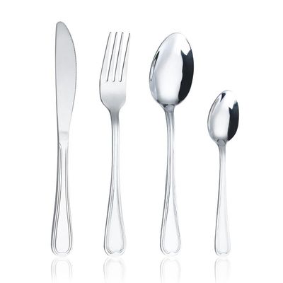 WHIERGGIN Silverware Set, 4/16/24/32 Piece Stainless Steel Tableware Simple And Fashionable Hotel Home Steak Knife, Fork And Spoon Set (Color : Silver, Size : 4Set-16Pcs)