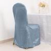 Tableclothsfactory Dusty Blue Crinkle Crushed Taffeta Banquet Chair Cover, Reusable Wedding Chair Cover view 1