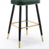 30 Inch Velvet Counter Chairs with Backs Bar Stools Set of 2, Counter Height, Black Chrome Plated Metal Upholstered Seat Stools, for Cafe, Lounge, Pubs, Kitchen Island Chairs (Blue and Green view 3