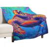 JHION Trippy Turtle Flannel Fleece Blanket, Sea Turtle Throw Blankets, Cozy Fuzzy Warm Bed Blanket, Underwater World Printed Blanket for Couch Bed Sofa Travel 30"x40" view 1